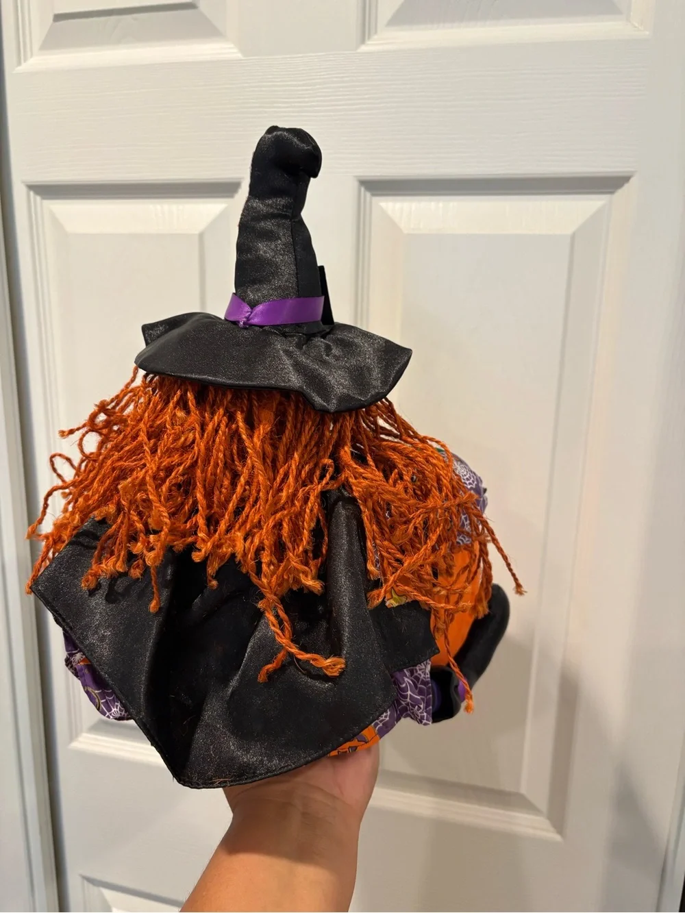 Vintage 1998 Silly Pumpkin Witch Candy Plush Nylon Basket EUC